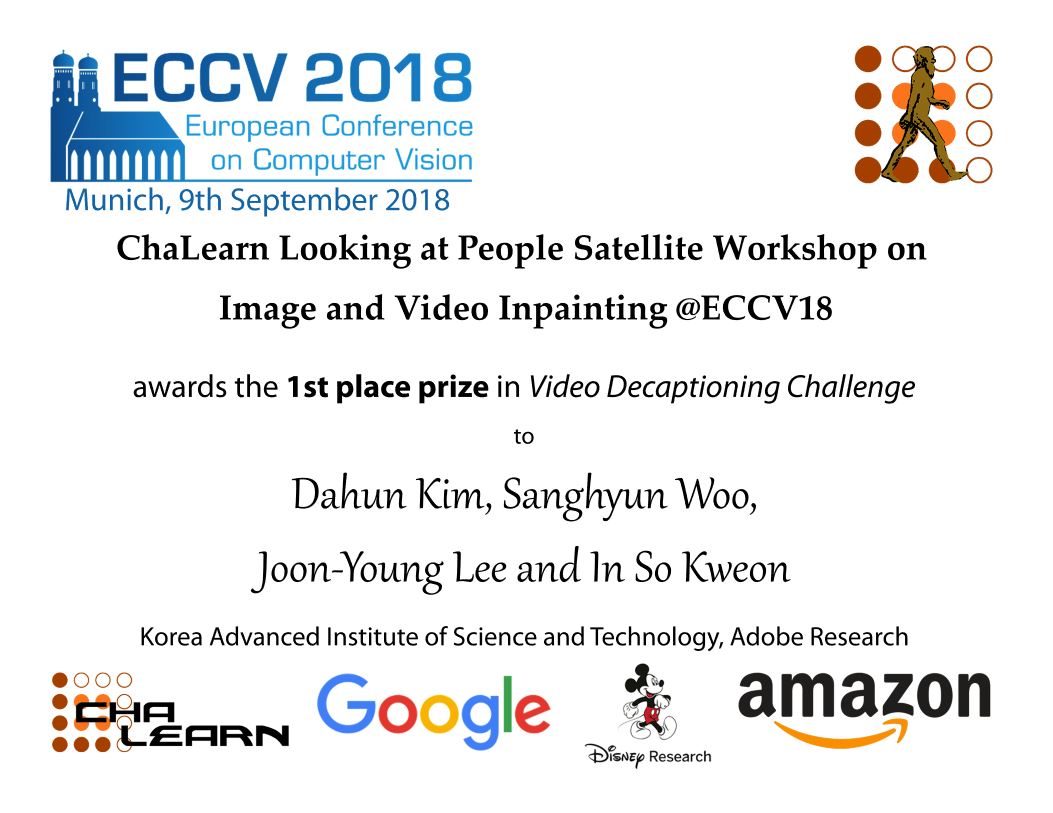 Professor In-so Kweon’s Laboratory students awarded the 1st place prize in “ChaLearn Looking at People Challenge”, ECCV 2018